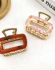 TheDivaSoap - Chic Hollow Square Hair Claw, Stylish Metal & Acetate Clip