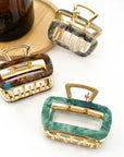 TheDivaSoap - Chic Hollow Square Hair Claw, Stylish Metal & Acetate Clip