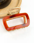 TheDivaSoap - Chic Hollow Square Hair Claw, Stylish Metal & Acetate Clip