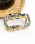 TheDivaSoap - Chic Hollow Square Hair Claw, Stylish Metal & Acetate Clip