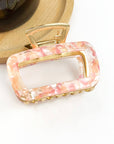 TheDivaSoap - Chic Hollow Square Hair Claw, Stylish Metal & Acetate Clip