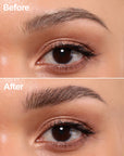 Before and after comparison of eyebrow grooming