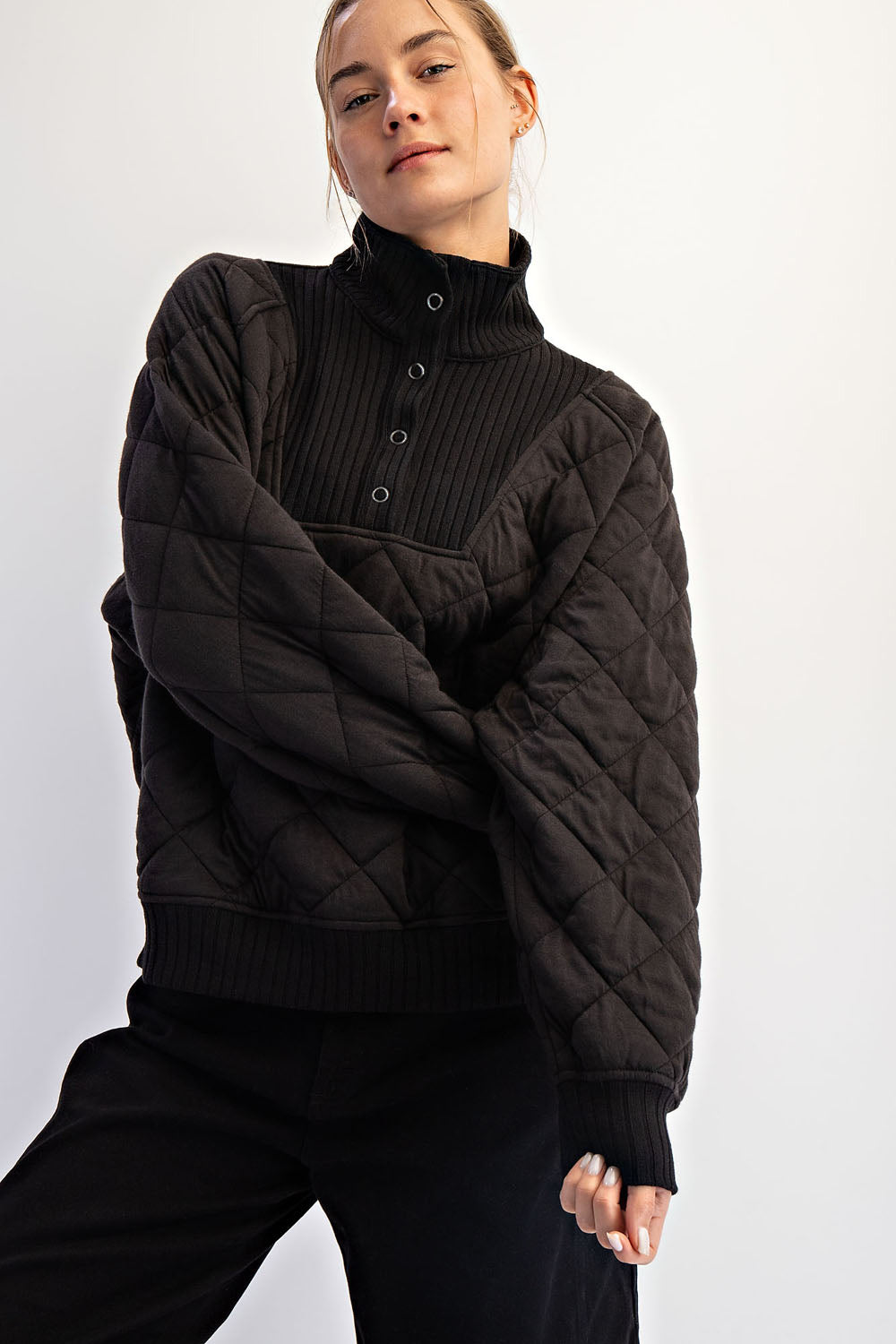 Rae Mode Quilted Snap Pullover