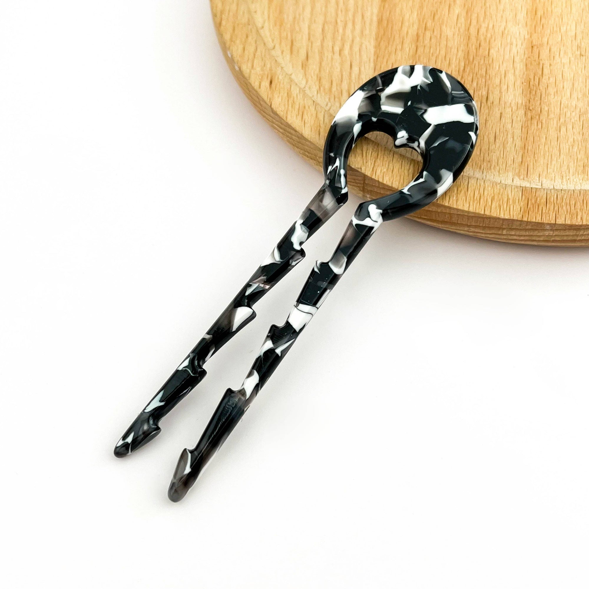 Heart Hairpin, Acetate Hair Stick with Anti-Slip Teeth