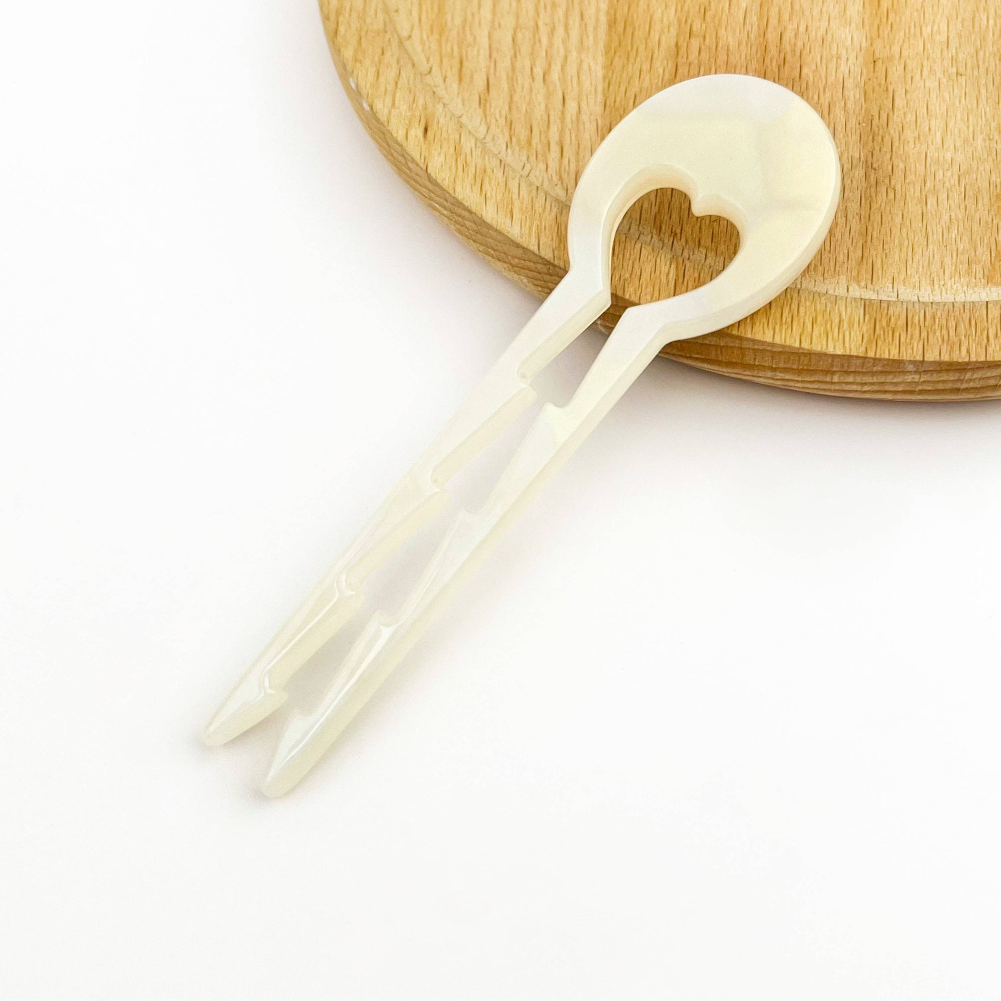 Heart Hairpin, Acetate Hair Stick with Anti-Slip Teeth