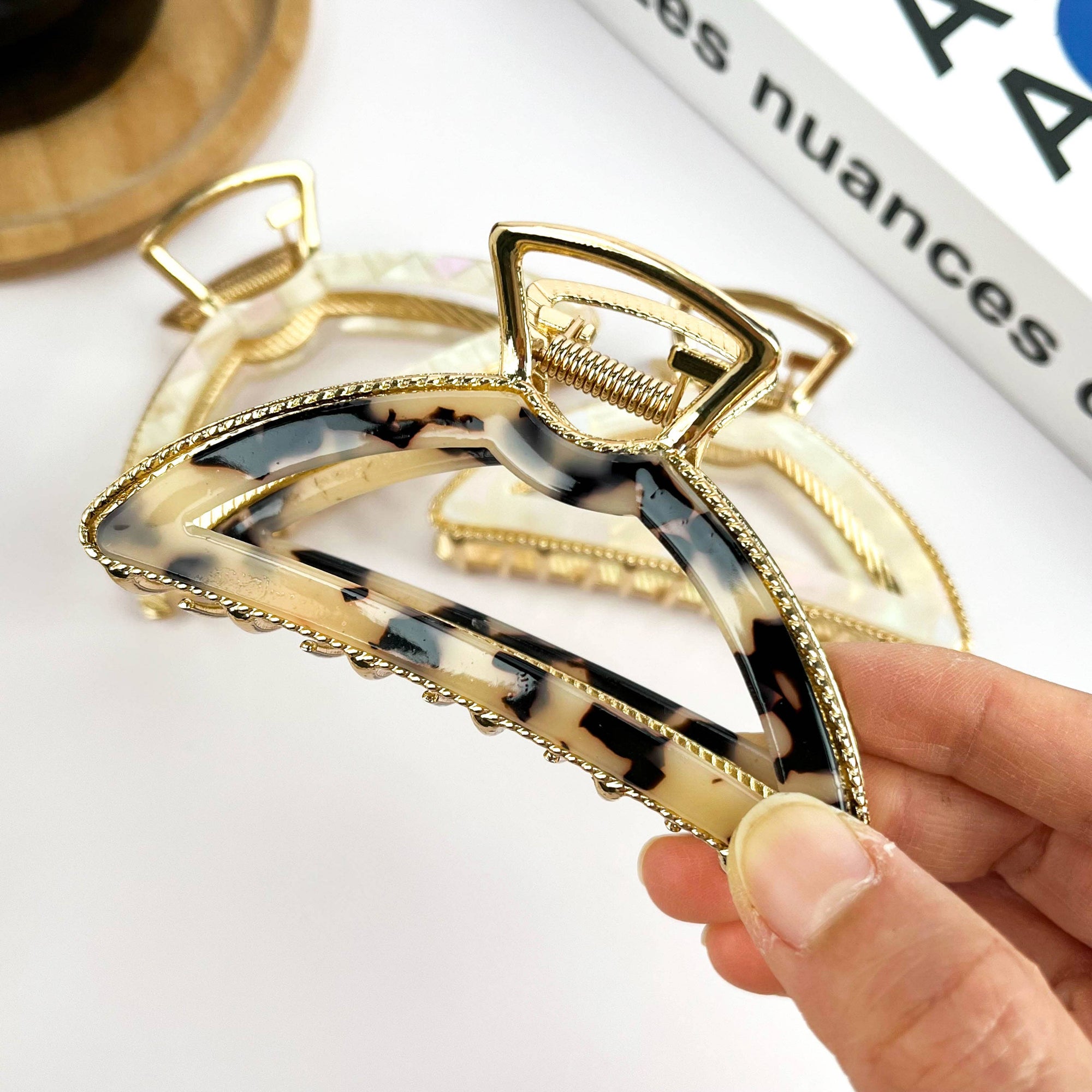 Acetate Metal Half Circle Hair Claw Clip