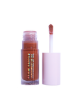 Lip oil with applicator on a white background