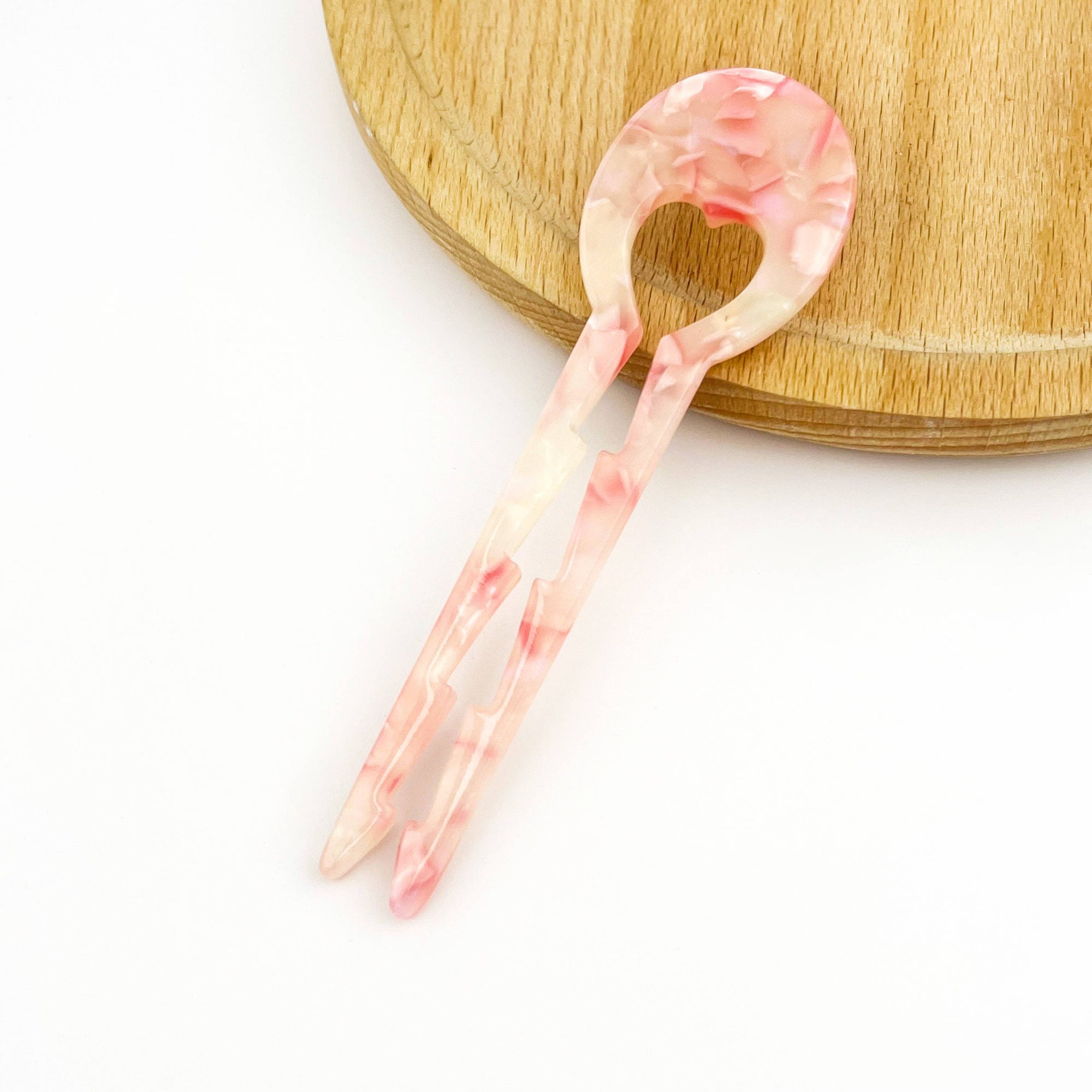 Heart Hairpin, Acetate Hair Stick with Anti-Slip Teeth