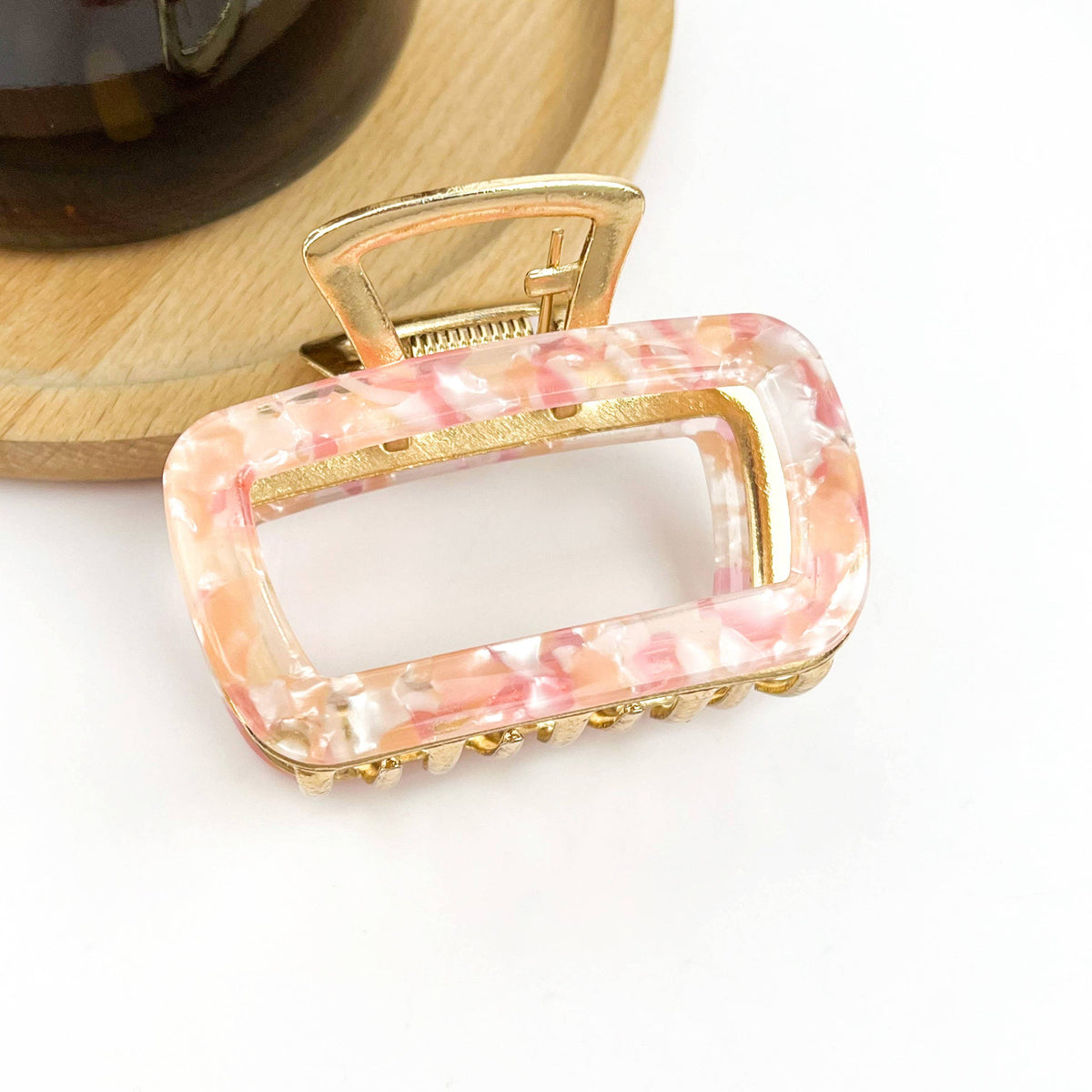 TheDivaSoap - Chic Hollow Square Hair Claw, Stylish Metal &amp; Acetate Clip