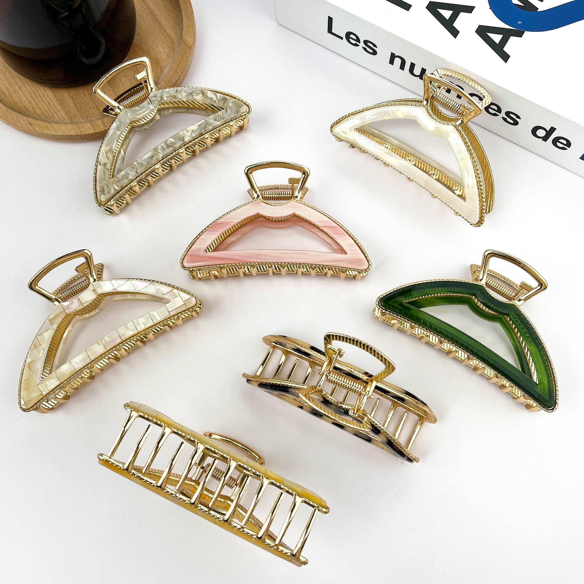 Acetate Metal Half Circle Hair Claw Clip