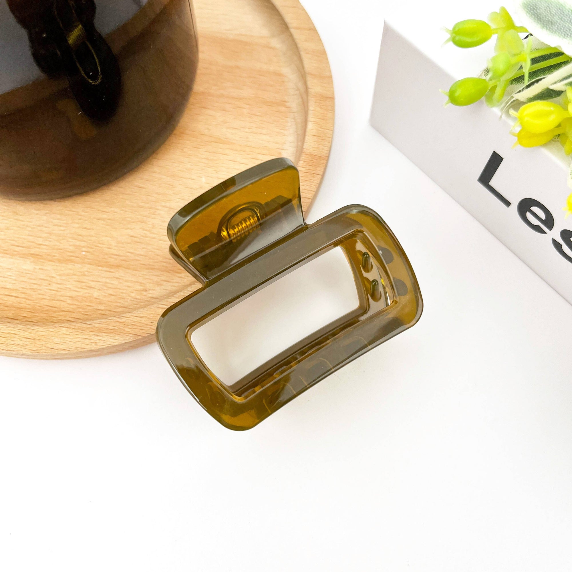 Square Thickened Hair Clip,Green Series Claw Clip