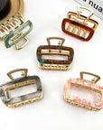 TheDivaSoap - Chic Hollow Square Hair Claw, Stylish Metal & Acetate Clip