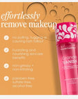 Pink makeup remover bottle with floral design 