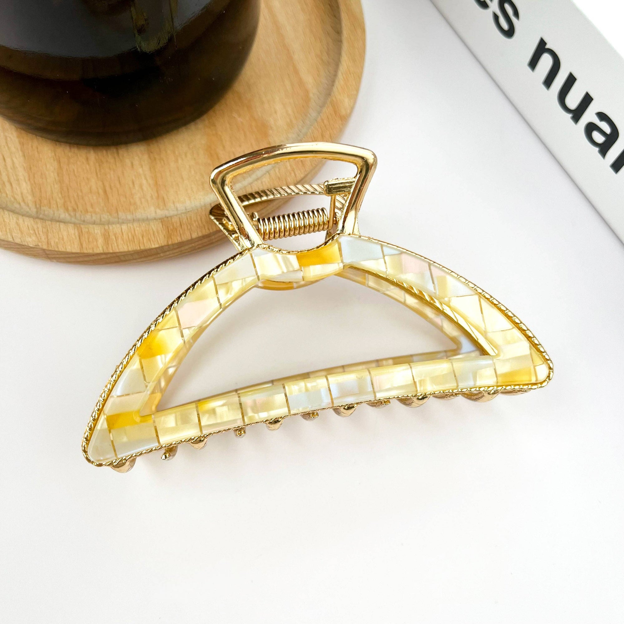 Acetate Metal Half Circle Hair Claw Clip