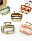 TheDivaSoap - Chic Hollow Square Hair Claw, Stylish Metal & Acetate Clip